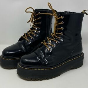 Men's UK 7 US 8 Doc Dr. Martens Jadon Black Leather Platform Boots Lace-Up NICE!